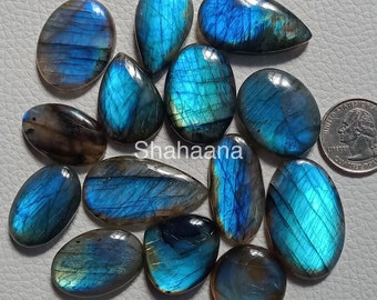 AAA Quality Labradorite Cabochon Lot, Natural Green Blue Flashy Labradorite Loose Gemstone Crystal Bulk Wholesale Lot