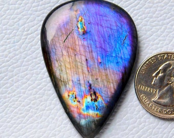 AAA+ Quality Spectrolite Purple Labradorite Cabochon Natural Loose Gemstone, Big Size 51*35*6mm 98Cts