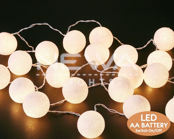 20 Led Battery White Cotton Ball Fairy Lights Indoor String Lights Warm White Christmas Lights Bedroom Nursery Patio Party Wall Home Decor