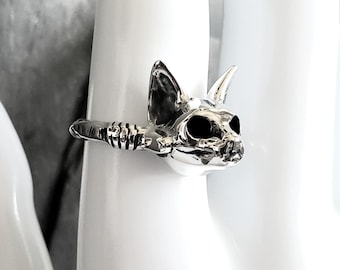 Statement Hallmarked Sterling Silver Gothic Egyptian Sphinx Cat Ring S