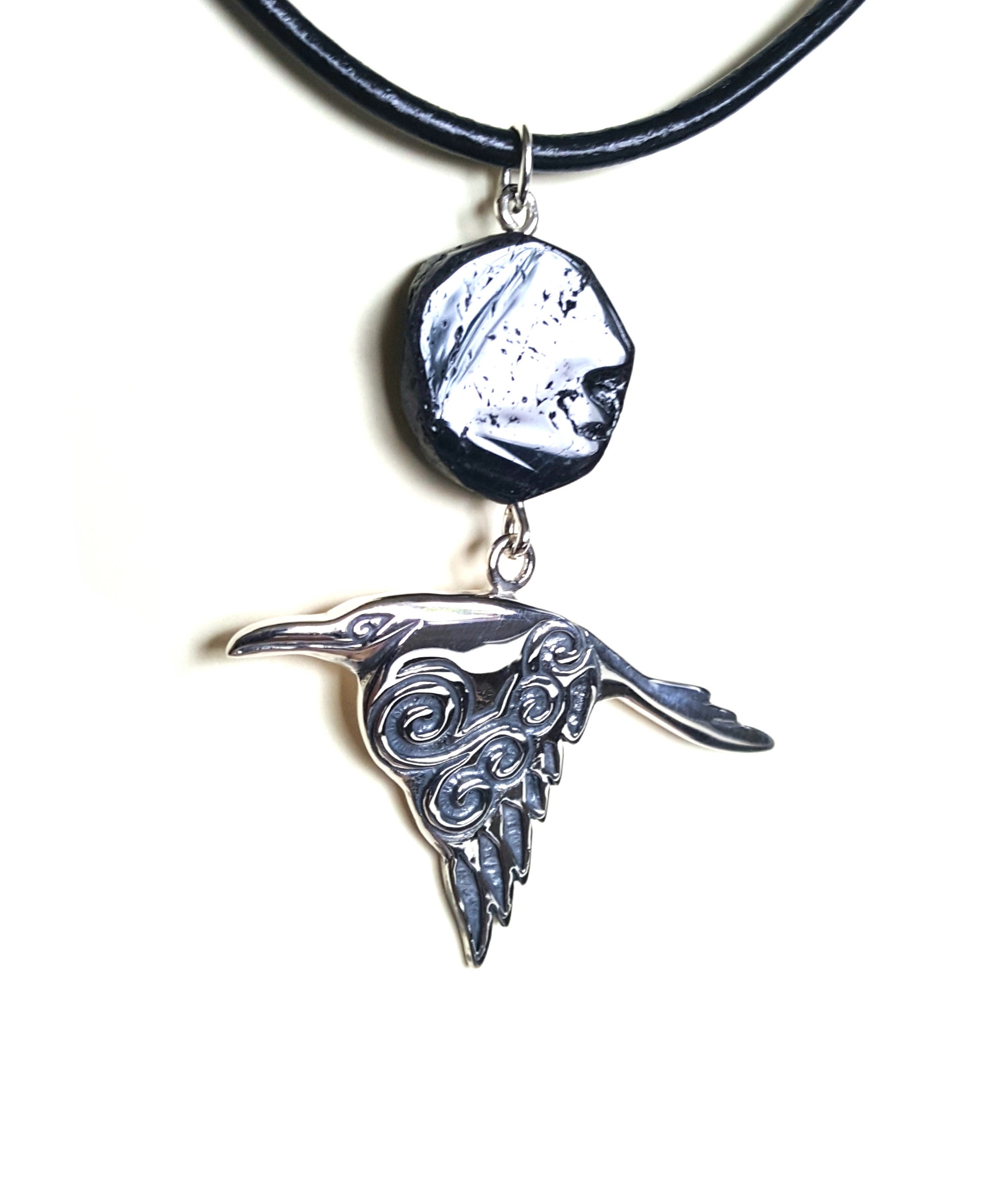 Sterling Silver Norse Raven Pendant With Black Tourmaline On Etsy