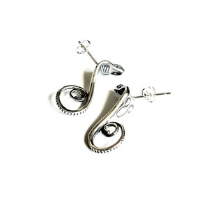 Sterling Silver Cobra Snake Stud Earrings