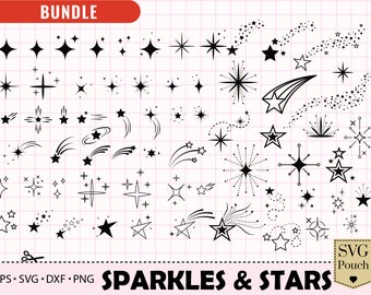 Sparkle SVG Bundle, Stars Sparkle Svg Cut Files | Y2K Twinkle Shiny Glow Effect Vector Set