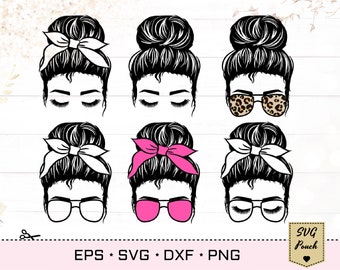 Messy Bun Bundle svg, Momlife svg, mom bun svg, Mom Life svg, mom and daughter svg