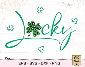 Lucky SVG | Lucky lettering leopard clover svg | St Patrick Svg