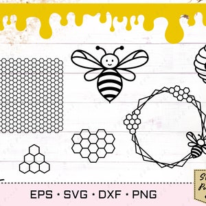 Bee Honeycomb SVG, Bumble bee Honey drip Beehive, Beekeeper Silhouette Vinyl cut svg designs image 1