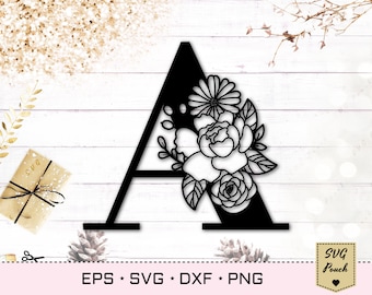 Floral letter A svg, Flower A font svg, Floral letters svg, Monogram font svg, Floral alphabet svg, Initial svg, Floral monogram svg