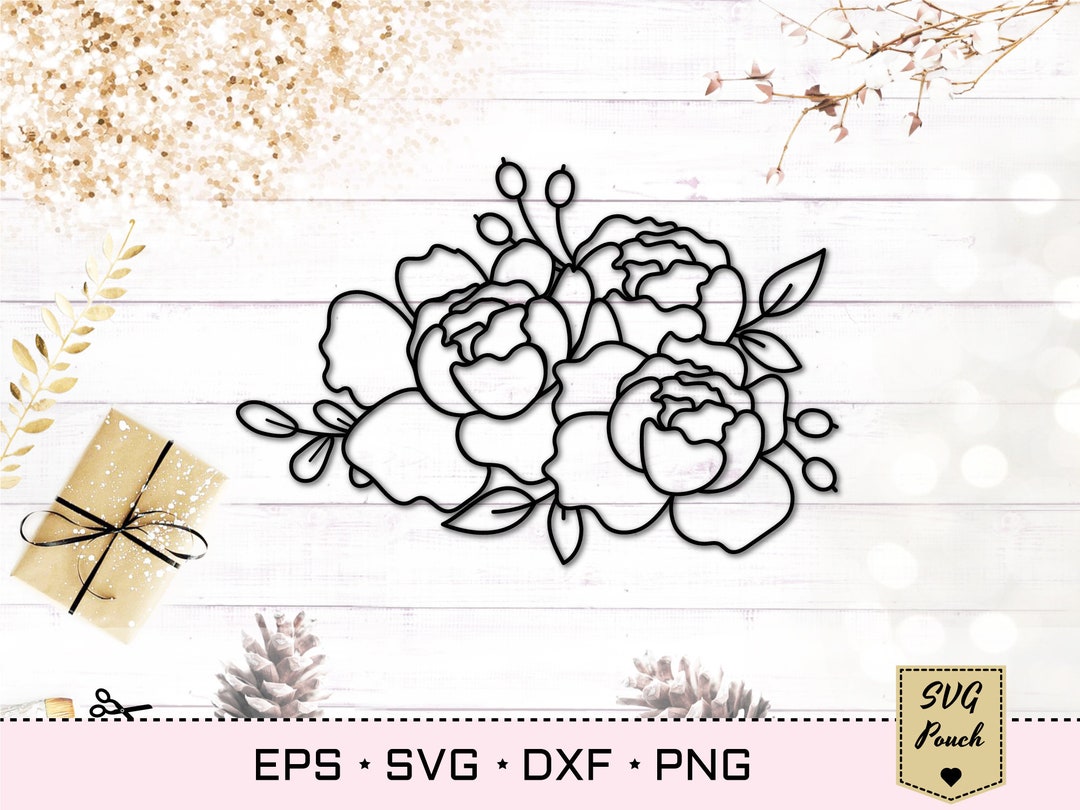 Peony Flowers Svg Flower Svg Floral Bouquet Svg With Etsy