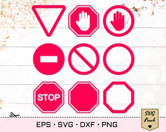 Stop with hand sign SVG, Traffic SVG restricted stop signs set, no entry svg symbol, not allowed cutting files.