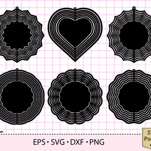 Wind Spinner SVG 10 "modelo de círculo, coração e flor em forma de arquivo de corte de silhueta cricut | Vetor Svg, Png e dxf.