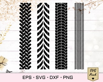 Tire tracks svg set of 2 designs, tyre tracks svg file, car wheel tire print silhouette cameo vector cricut png and dxf vector.