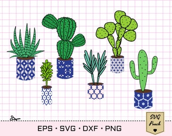 Cactus svg, Cactus Pots svg bundle, Succulent Svg cactus cut file, cactus silhouette, cactus cricut, plants svg