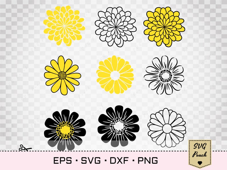 Daisy cut file SVG, Daisy Flowers Bundle, Chamomile Floral SVG, Eps Png cut file, Blossom svg, Camomile Plant svg, Petal svg, image 2