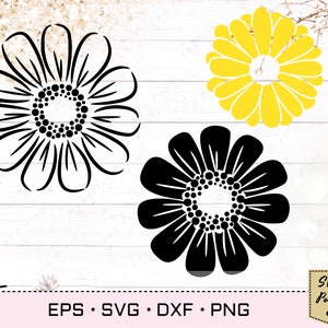 Daisy cut file SVG, Daisy Flowers Bundle, Chamomile Floral SVG, Eps Png cut file, Blossom svg, Camomile Plant svg, Petal svg, image 3