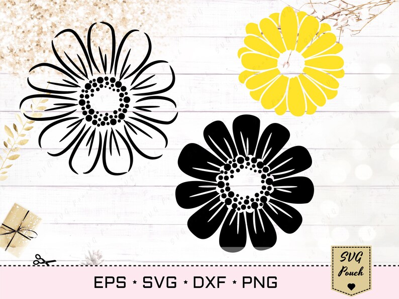 Daisy cut file SVG, Daisy Flowers Bundle, Chamomile Floral SVG, Eps Png cut file, Blossom svg, Camomile Plant svg, Petal svg, image 3