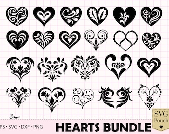 Black Heart svg Bundle, Valentine's Day Love card svg clipart cut file. Flower decorative Heart png, cricut svg, vector