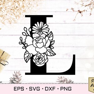 Letra floral L svg, fonte flor L svg, letras florais svg, fonte monograma svg, alfabeto floral svg, inicial svg, monograma floral svg