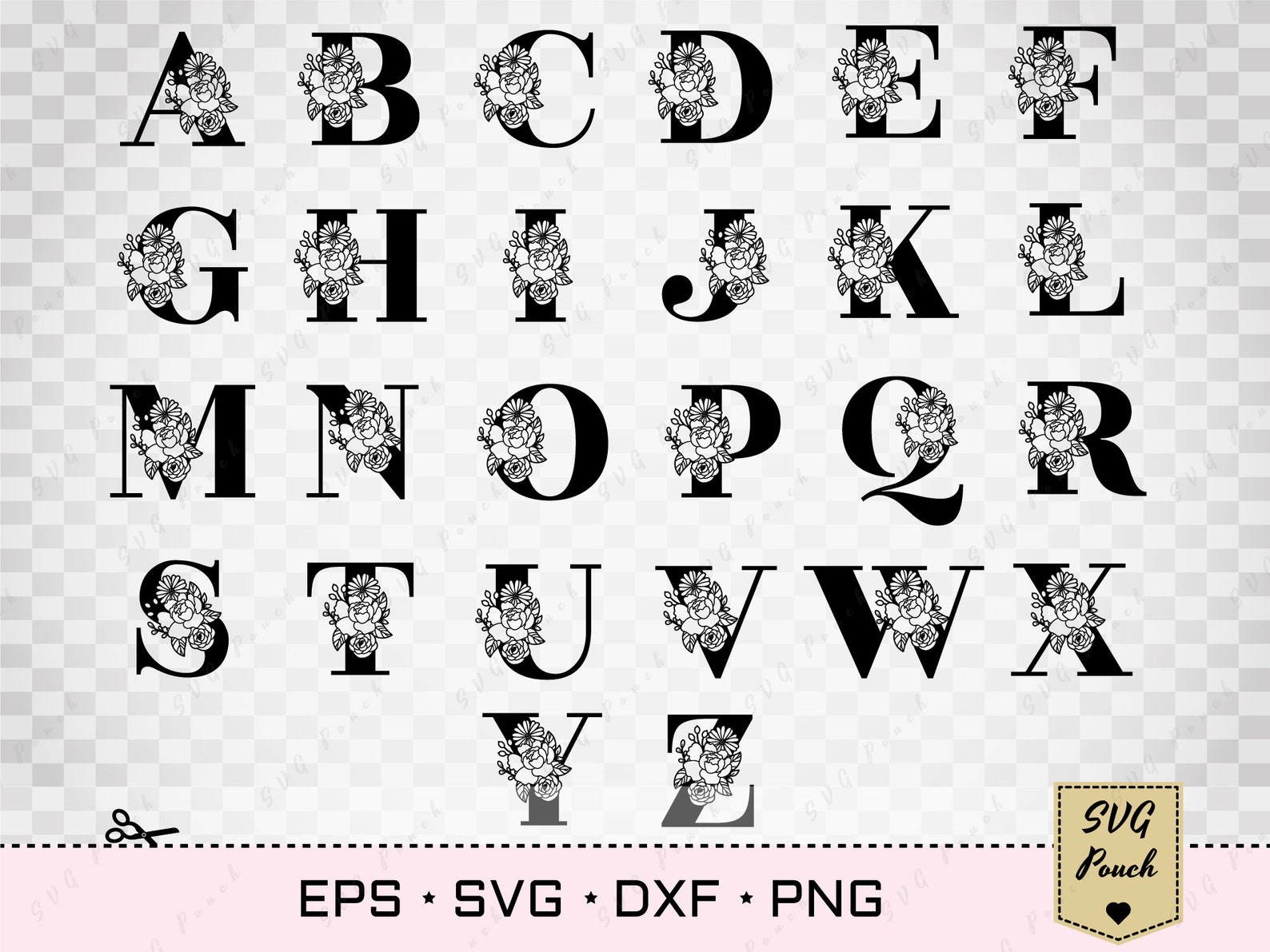 Floral A to Z Alphabet Floral Bundle. Flower Bouquet Botanical | Etsy
