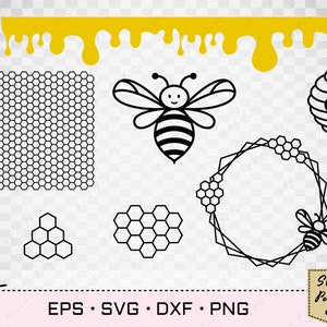 Bee Honeycomb SVG, Bumble bee Honey drip Beehive, Beekeeper Silhouette Vinyl cut svg designs image 3