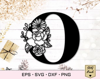 Floral letter O svg, Flower O font svg, Floral letters svg, Monogram font svg, Floral alphabet svg, Initial svg, Floral monogram svg