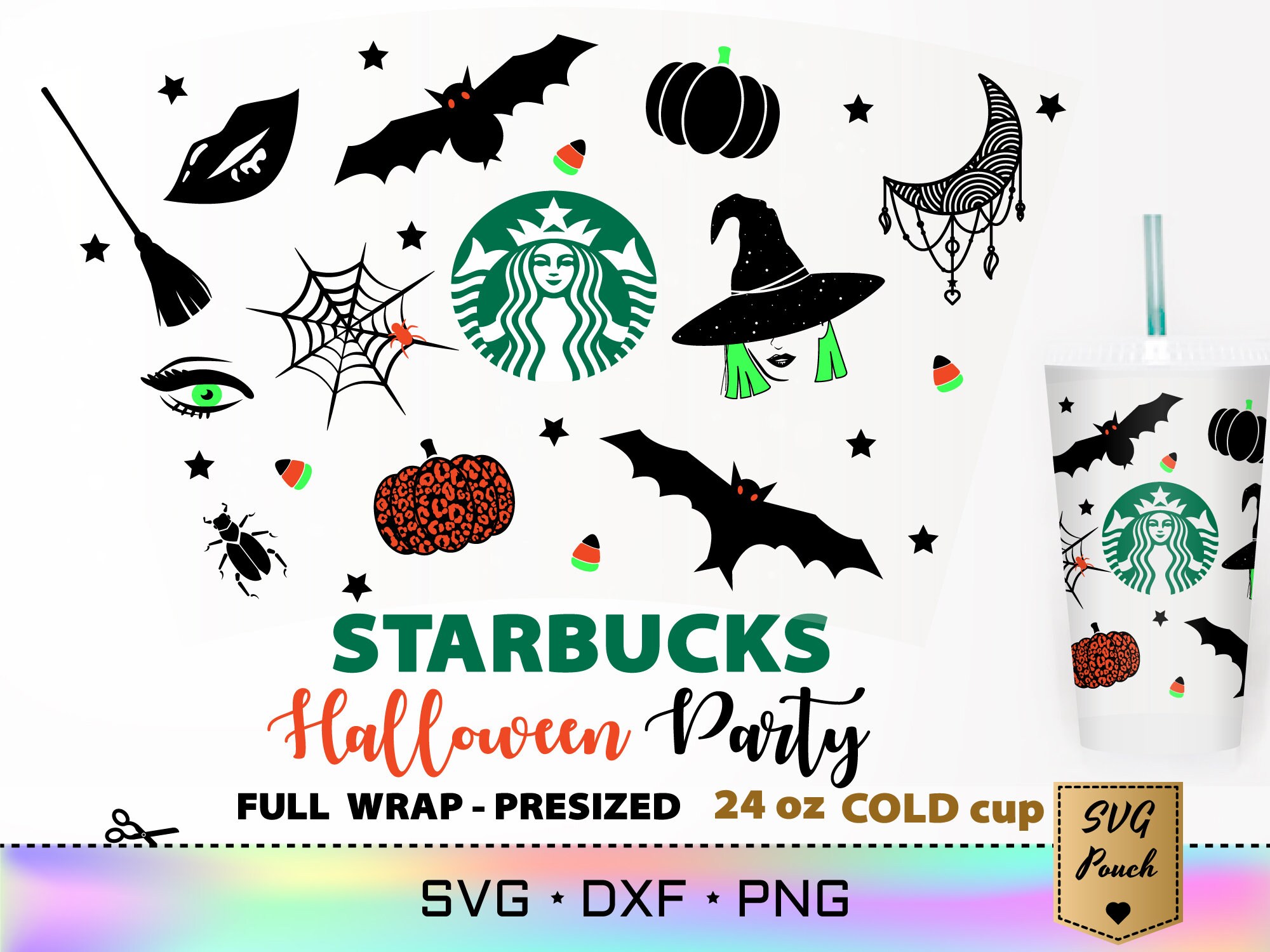 Halloween Starbucks Cup SVG Pre-sized Cut File Full Wrap. - Etsy Norway