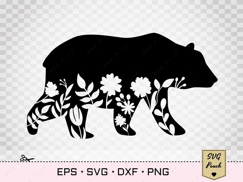 Download Floral Bear SVG Wild bear Floral Silhouette file | Etsy