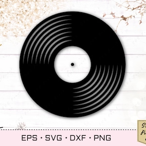 Vinyl Record Svg Digital File, Vinyl Record vector Eps File, Vinyl Record Cricut and Silhouette Svg, Vinyl Record Printable Clipart Png. image 1