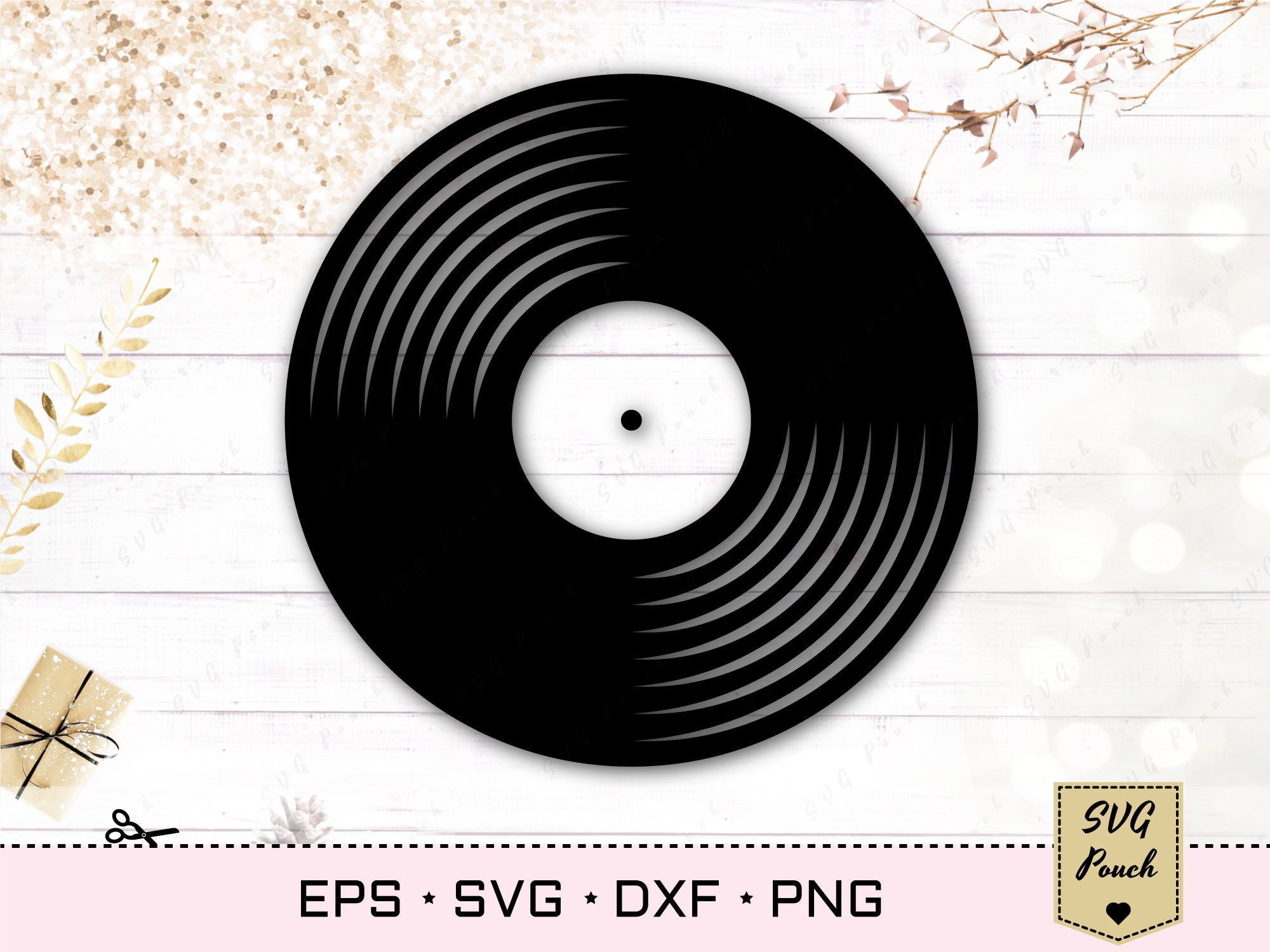 Black And White Vinyl Record SVG Clipart, Vinyl Music Image Digital  Download, 12 Inch Record Eps Png Dxf Printable, Record Vinyl Vector File