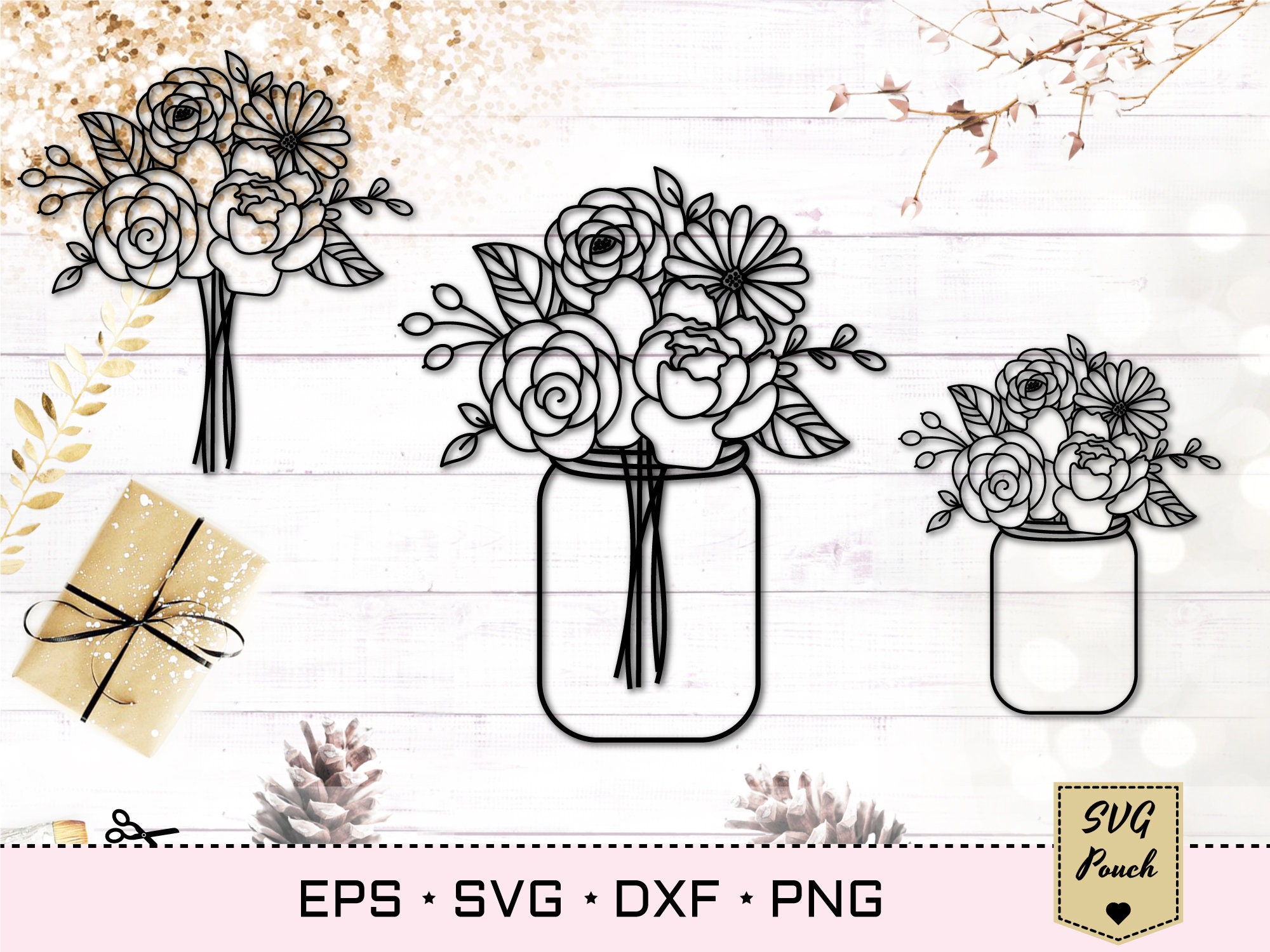 Free Free Flower Mason Jar Svg 519 SVG PNG EPS DXF File