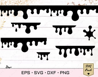 Dripping borders svg set, Liquid drips silhouette cut out svg. Syrup, honey, paint drips Svg cutting files