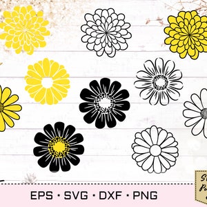 Daisy cut file SVG, Daisy Flowers Bundle, Chamomile Floral SVG, Eps Png cut file, Blossom svg, Camomile Plant svg, Petal svg, image 1