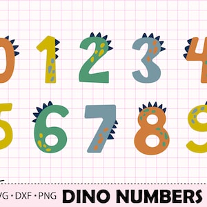 Dinosaur Numbers SVG, Dino Digits Png, Jurassic park Set, Birthday PNG Clipart Numeric Svg