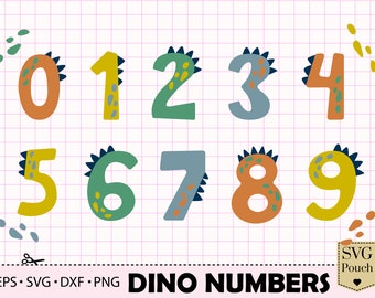 Dinosaur Numbers SVG, Dino Digits Png, Jurassic park Set, Birthday PNG Clipart Numeric Svg