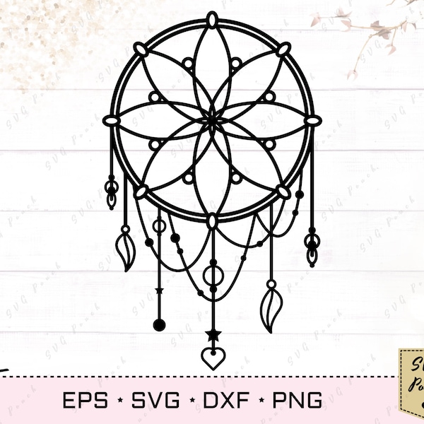 Dreamcatcher SVG, Dream catcher SVG, Catcher with beads and bijou Svg, Dreamcatcher Clipart, Boho Svg, Dreamcatcher PNG, Native American Svg