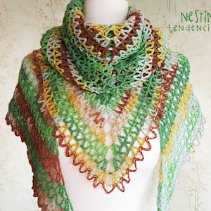 CROCHET SHAWL, KNITTED Shawl, Handmade Shawl Cotton, Varigated, Multicolour, Winter, Made in the uk Scarf, Slow Fashion, Nesting Tendencies