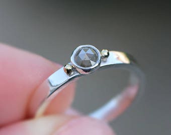 Unique engagement ring, Rose cut diamond ring, champagne diamond ring, Wedding band diamond, alternative engagement ring gold / NicoleV