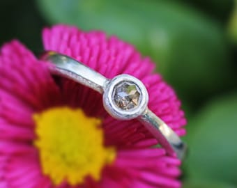 CLOSING SALE -40% - Unique engagement ring, Rose cut diamond ring, Wedding band diamond, alternative engagement ring US 5.5 gold