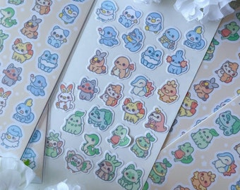 Mini Chubby Poke Starters - Vinyl Sticker Sheet