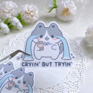 Cryin But Tryin Vinyl Sticker