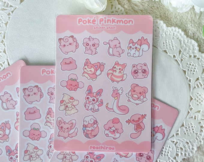 Poke Pinkmons - MINI Vinyl Sticker Sheet