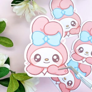 Cute Bow Pink Bunny - Vinyl Sticker