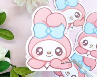 Cute Bow Pink Bunny - Vinyl Sticker