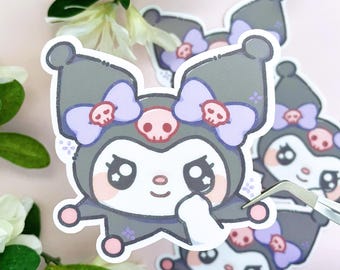 Cute Bow Mischievous Bunny - Vinyl Sticker