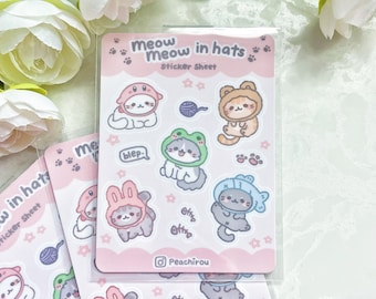 Miauw Miauw met hoeden - MINI-vinyl stickervel