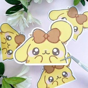 Cute Bow Pudding Dog - Vinyl Sticker