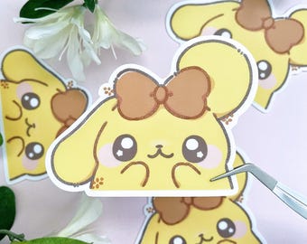 Cute Bow Pudding Dog - Vinyl Sticker