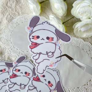 Black Ear Pup Kitty Vinyl Sticker