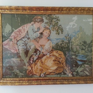 Junges Paar im Fruhling - Young Couple in Spring - Original Wiehler Gobelin Handmade