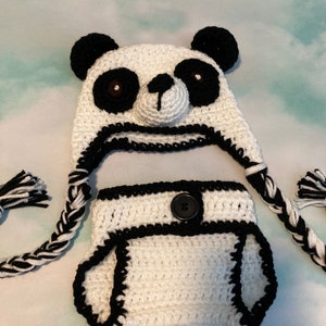 Panda bear/ newborn photo op / Halloween costume/ Baby shower gift/ panda / diaper cover set/ animal