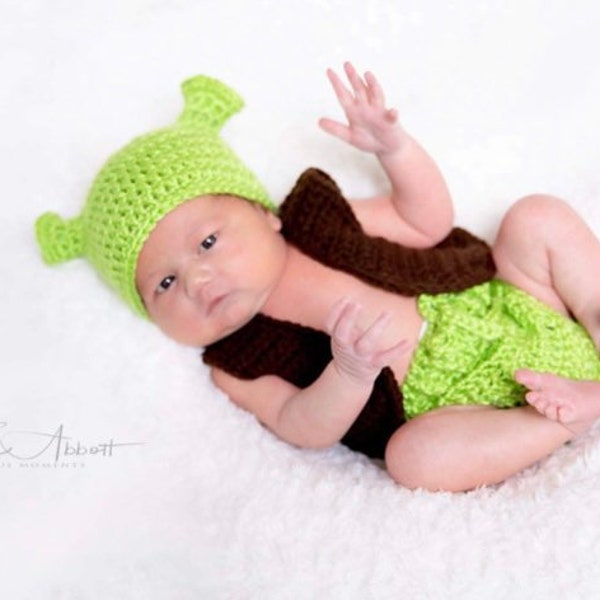 Shrek inspired / Halloween costume/ baby shower gift / shrek / ogre / newborn photo op
